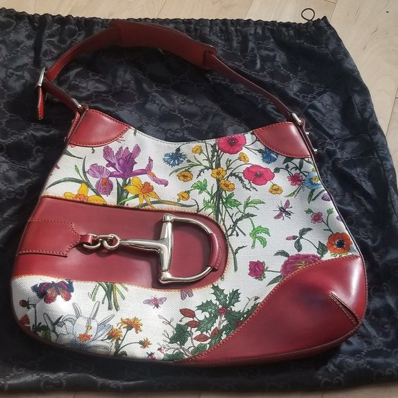 Gucci Horsebit Hobo Flora Canvas Shoulder Bag - Picture 1 of 15